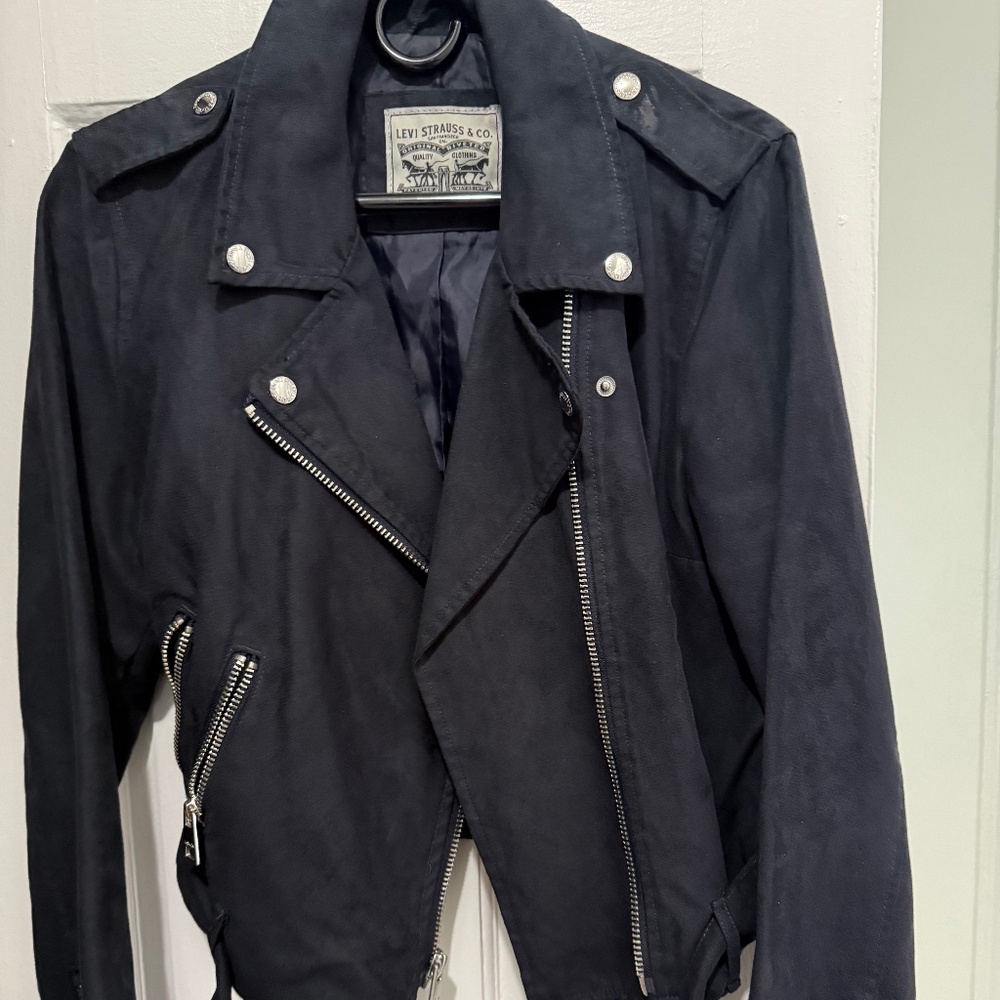 Levi's Women navy blue suede biker jacket